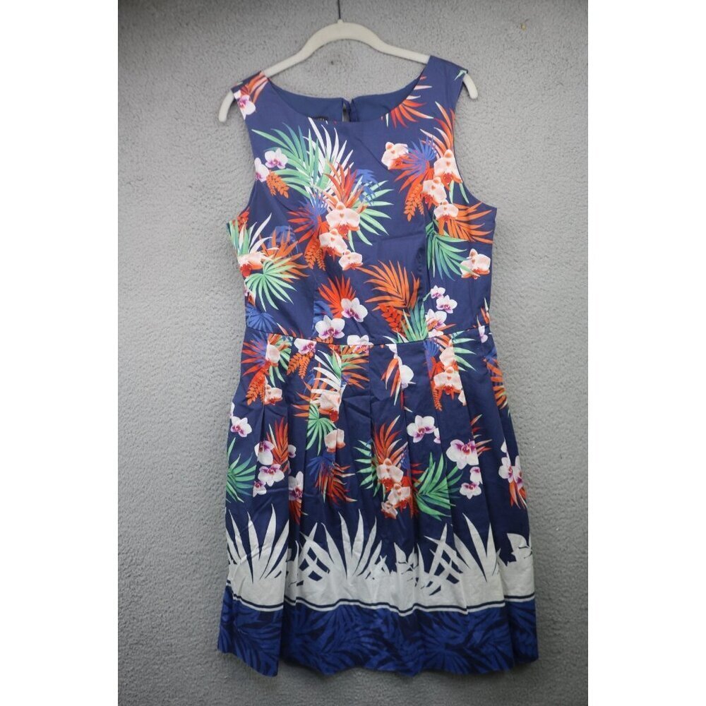 Talbots Sleeveless Pleated Floral Dress-Lined-Size 12-Pockets-Cottagecore